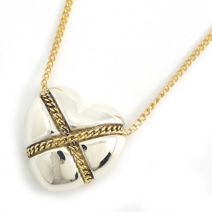 Tiffany Necklace Chain Cross Heart Yellow Gold Silver 2399$